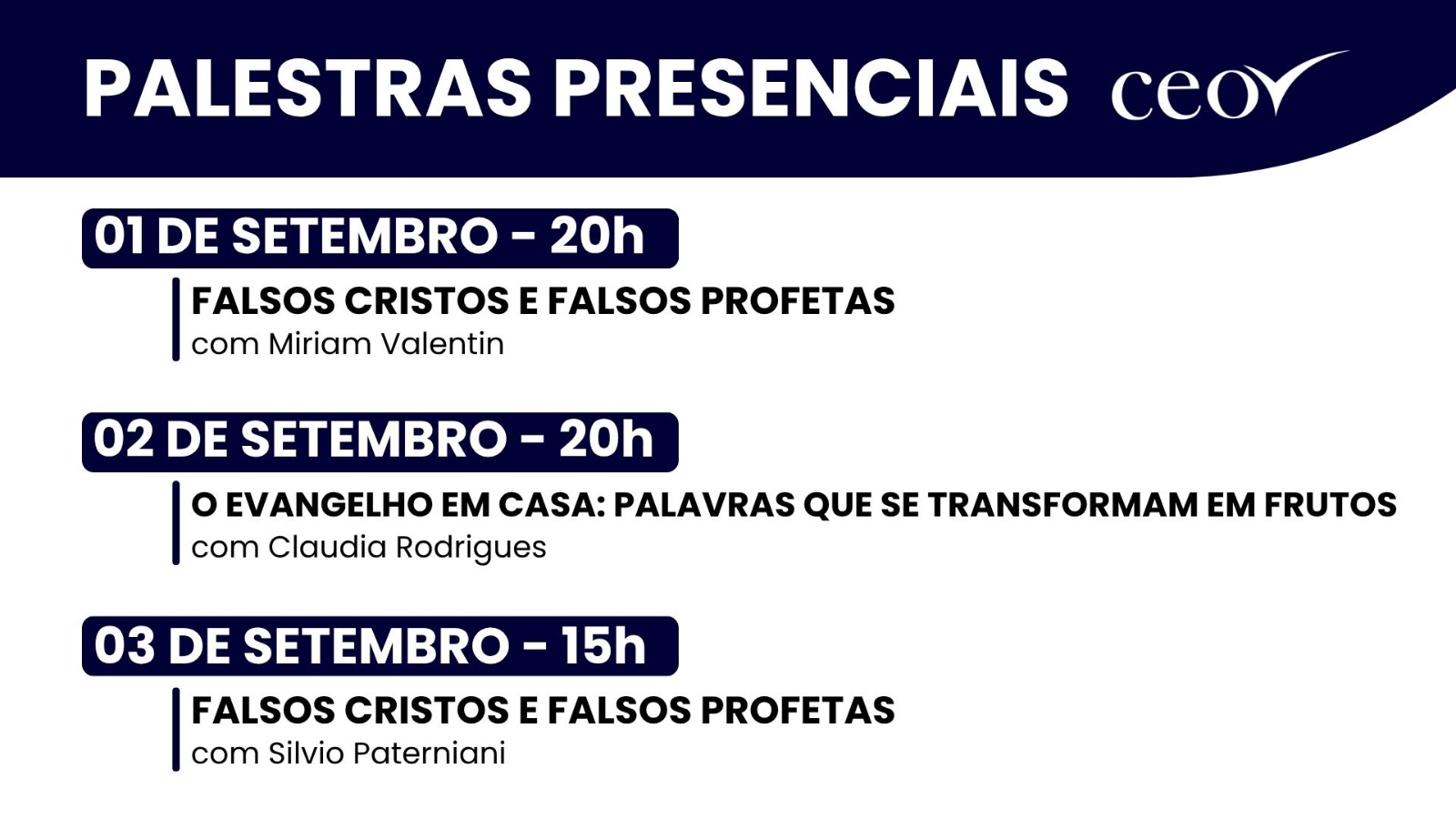 Palestras Setembro Semana 1